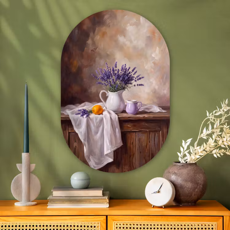 Muurovaal - Glas - Bloemen - Stilleven - Paars — 2