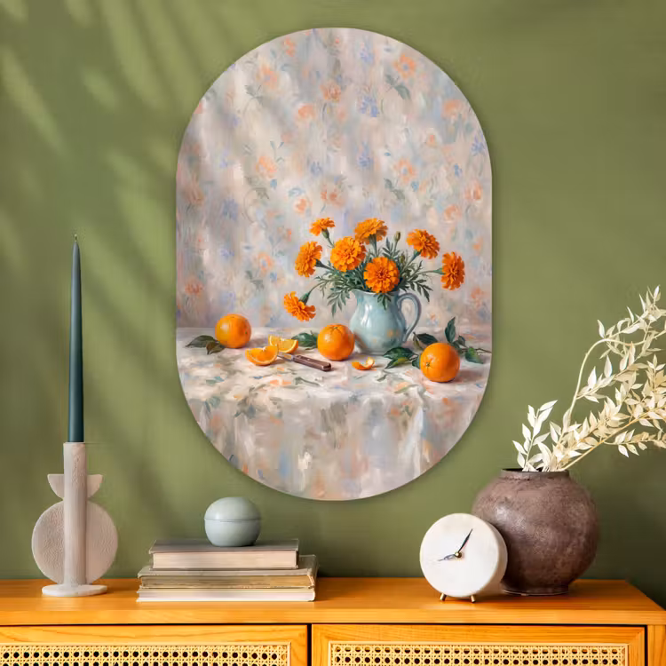 Muurovaal - Glas - Eten - Oranje - Kunst — 2