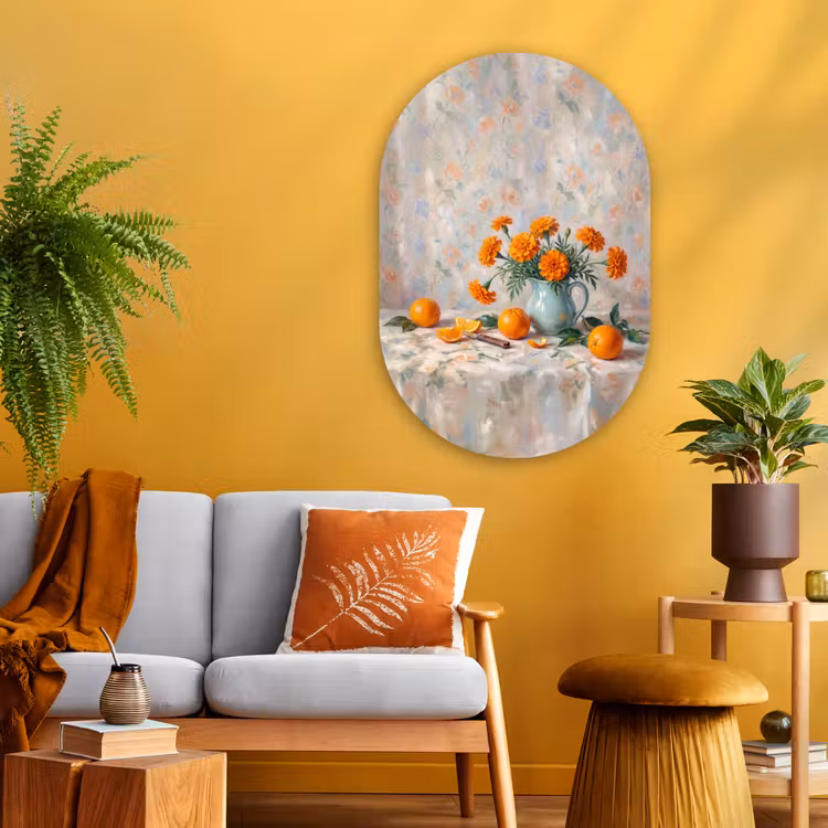 Muurovaal - Glas - Eten - Oranje - Kunst — 3