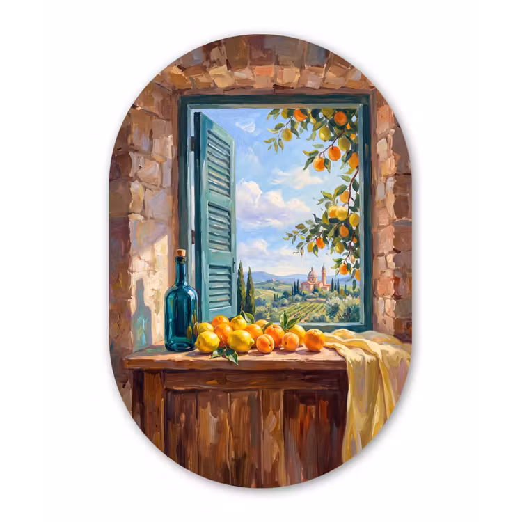 Muurovaal - Glas - Fles - Fruit - Stilleven — 1