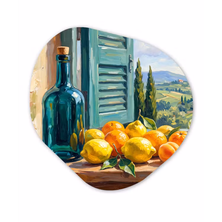 Organisch schilderij - Glas - Fles - Fruit - Stilleven — 1