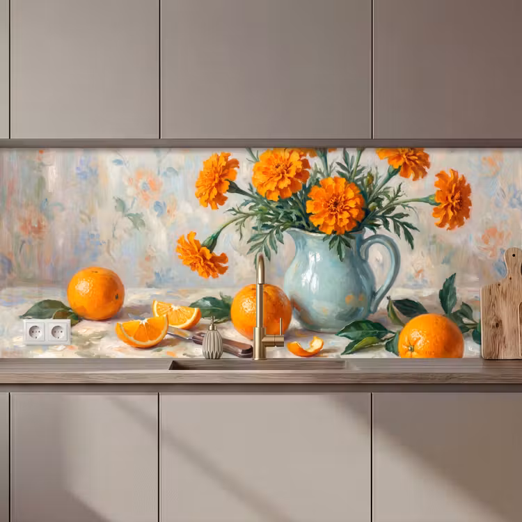 Keuken achterwand - Eten - Oranje - Kunst — 1