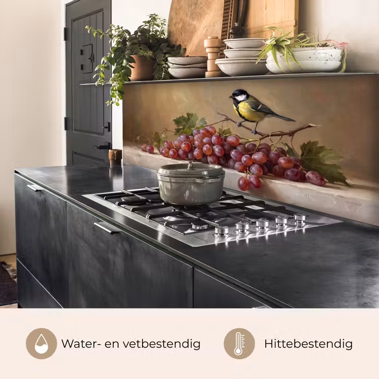 Keuken achterwand - Vogel - Druiven - Stilleven — 3