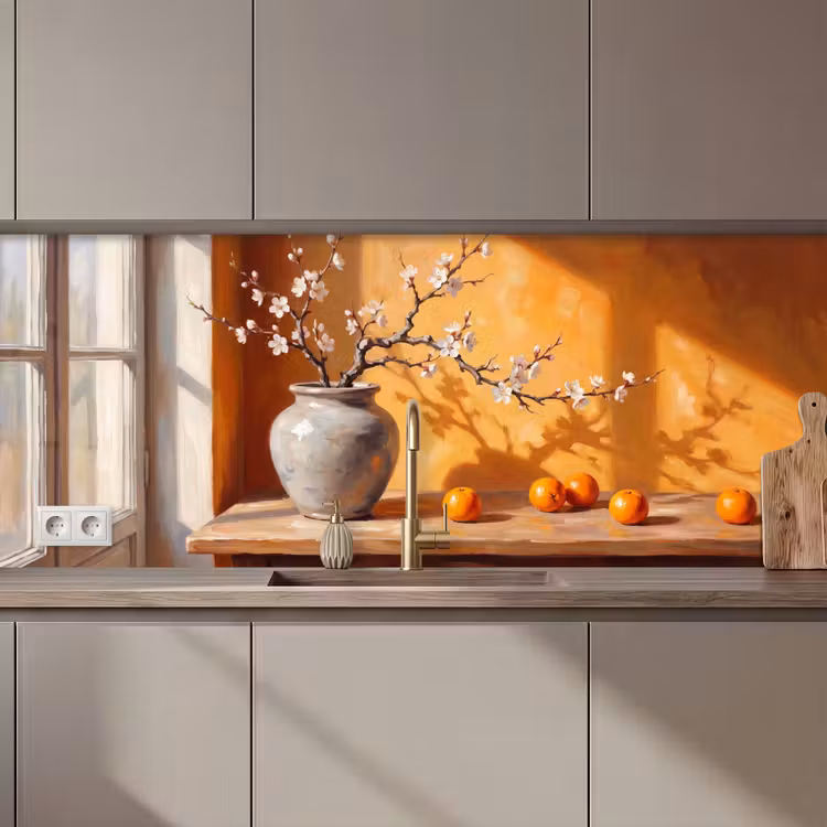 Keuken achterwand - Witte bloemen - Stilleven — 1
