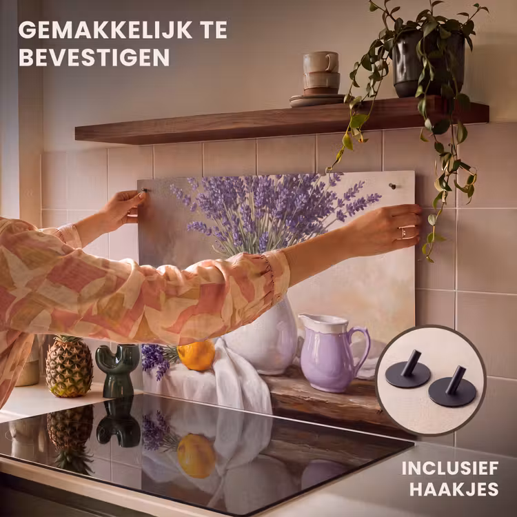 Inductie beschermer en spatscherm (2in1) - Bloemen - Stilleven - Paars — 7