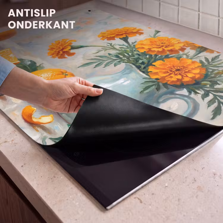 Inductie beschermer en spatscherm (2in1) - Eten - Oranje - Kunst — 4