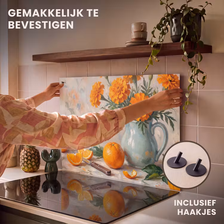 Inductie beschermer en spatscherm (2in1) - Eten - Oranje - Kunst — 7