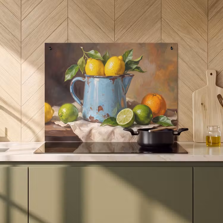 Inductie beschermer en spatscherm (2in1) - Eten - Stilleven - Klassiek — 2