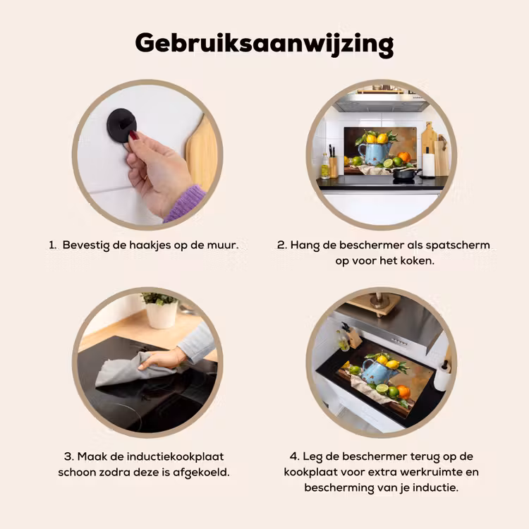 Inductie beschermer en spatscherm (2in1) - Eten - Stilleven - Klassiek — 6
