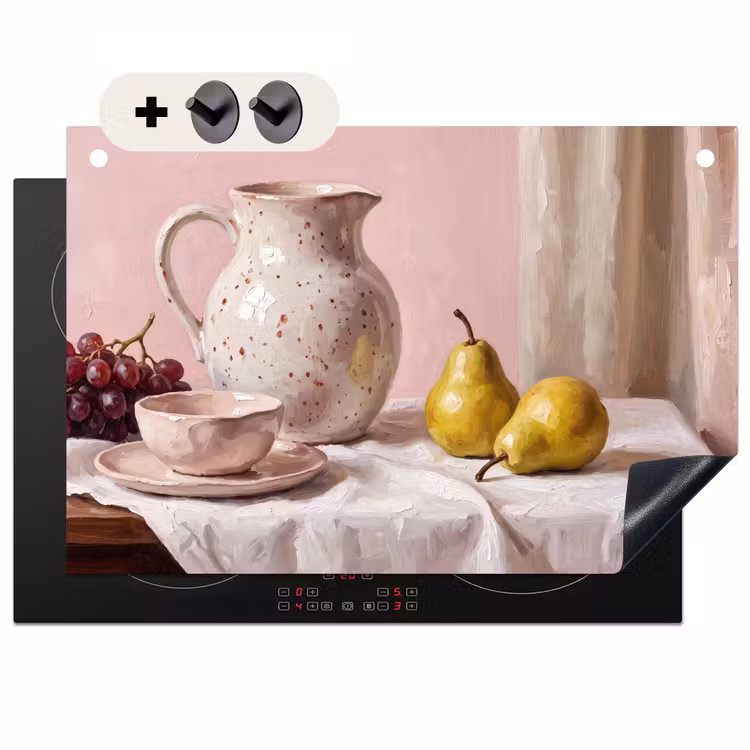 Inductie beschermer en spatscherm (2in1) - Stilleven - Fruit - Roze — 1