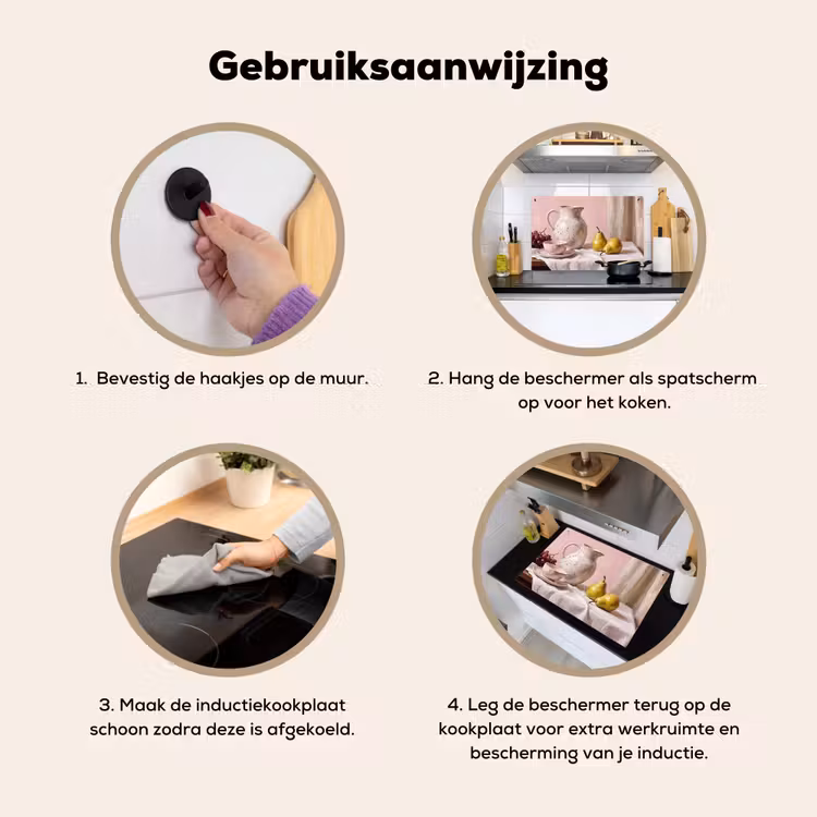 Inductie beschermer en spatscherm (2in1) - Stilleven - Fruit - Roze — 6