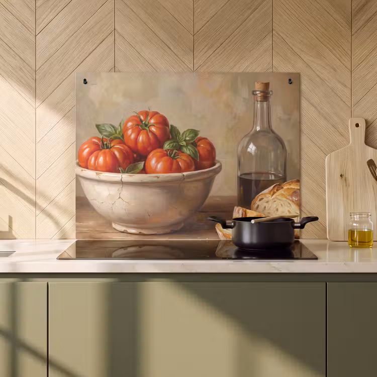 Inductie beschermer en spatscherm (2in1) - Tomaten - Kom - Eten — 2