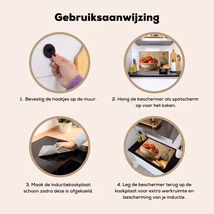 Inductie beschermer en spatscherm (2in1) - Tomaten - Kom - Eten — 6