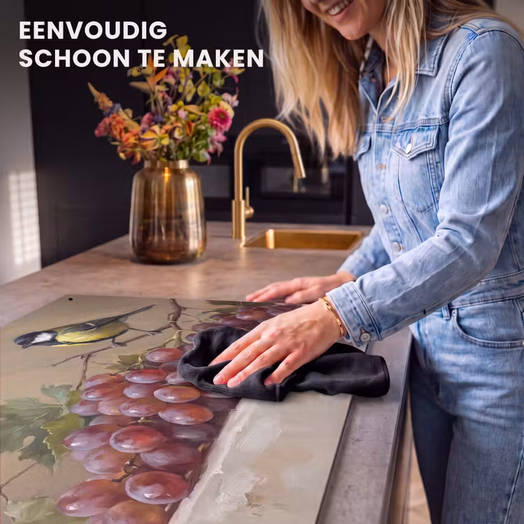 Inductie beschermer en spatscherm (2in1) - Vogel - Druiven - Stilleven — 5