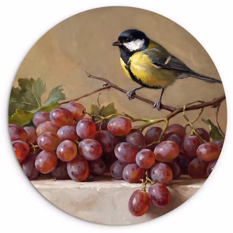 Muurcirkel - Vogel - Druiven - Stilleven — 1