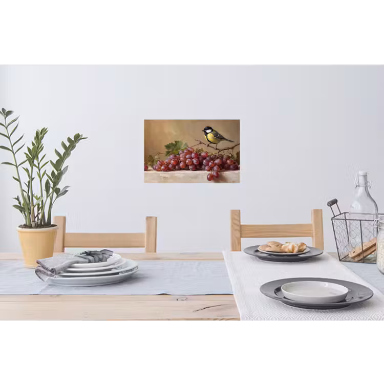 Muursticker - Vogel - Druiven - Stilleven — 3