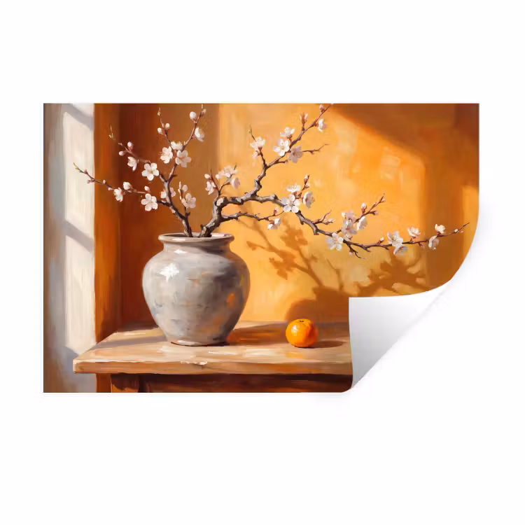 Muursticker - Witte bloemen - Stilleven — 1