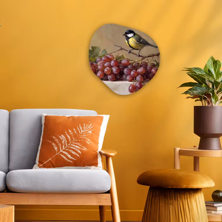Organisch schilderij - Forex - Vogel - Druiven - Stilleven — 3