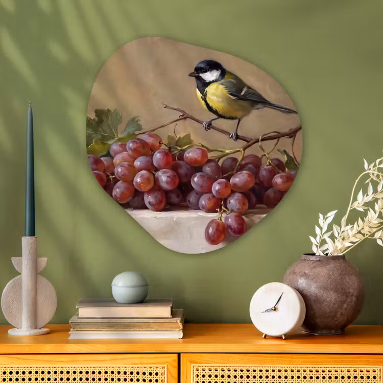 Organische schilderij - Aluminium - Vogel - Druiven - Stilleven — 2