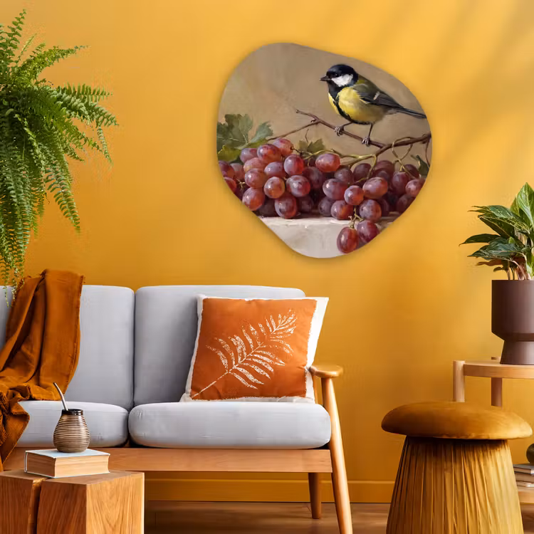 Organische schilderij - Aluminium - Vogel - Druiven - Stilleven — 3