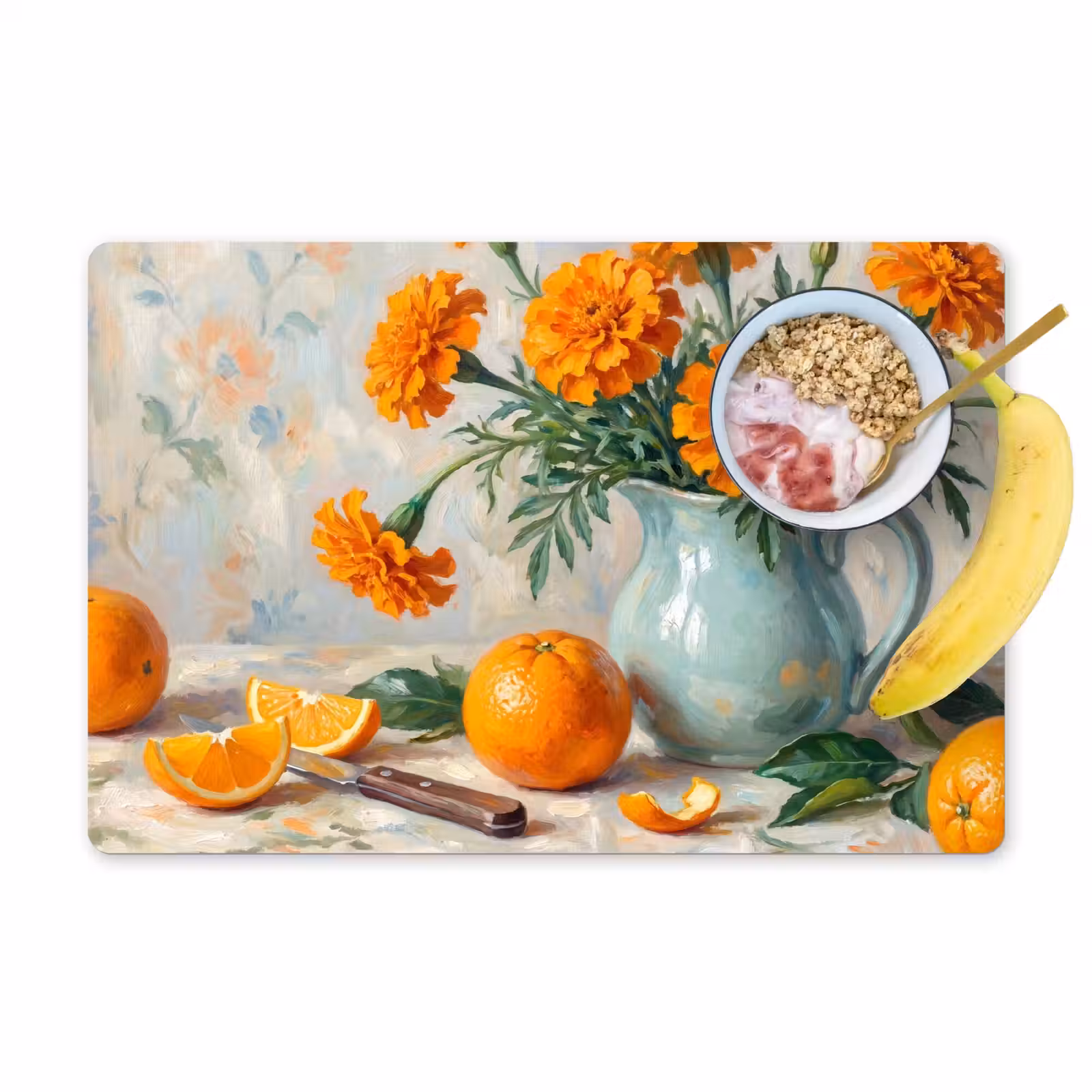 Placemat - 6 stuks - Eten - Oranje - Kunst — 1
