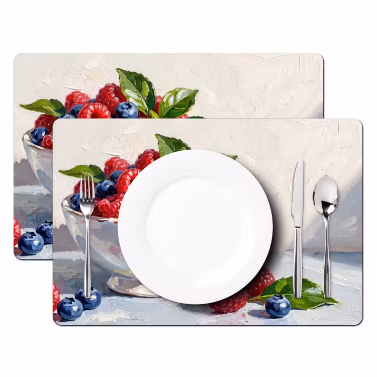 Placemat - 6 stuks - Bessen - Kom - Eten — 2