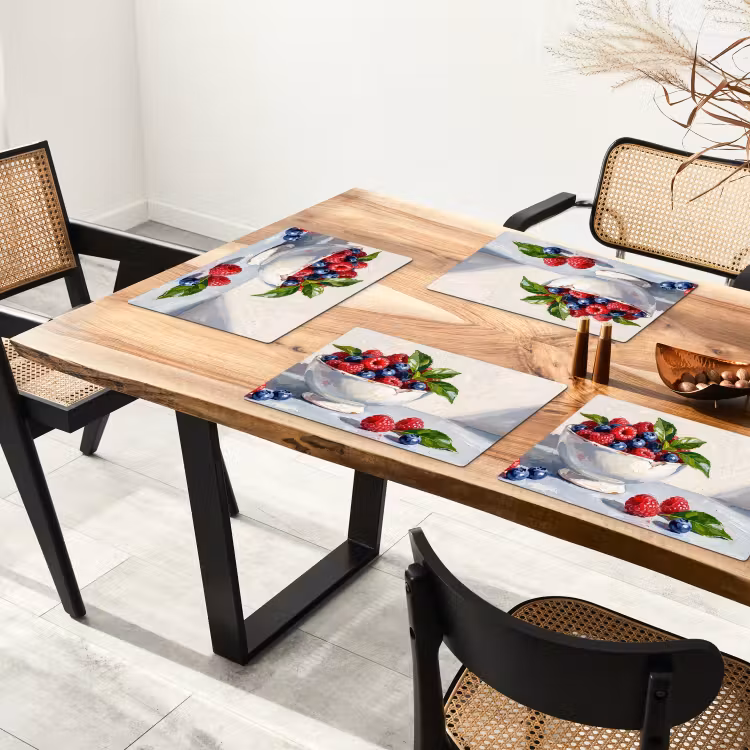 Placemat - 6 stuks - Bessen - Kom - Eten — 5
