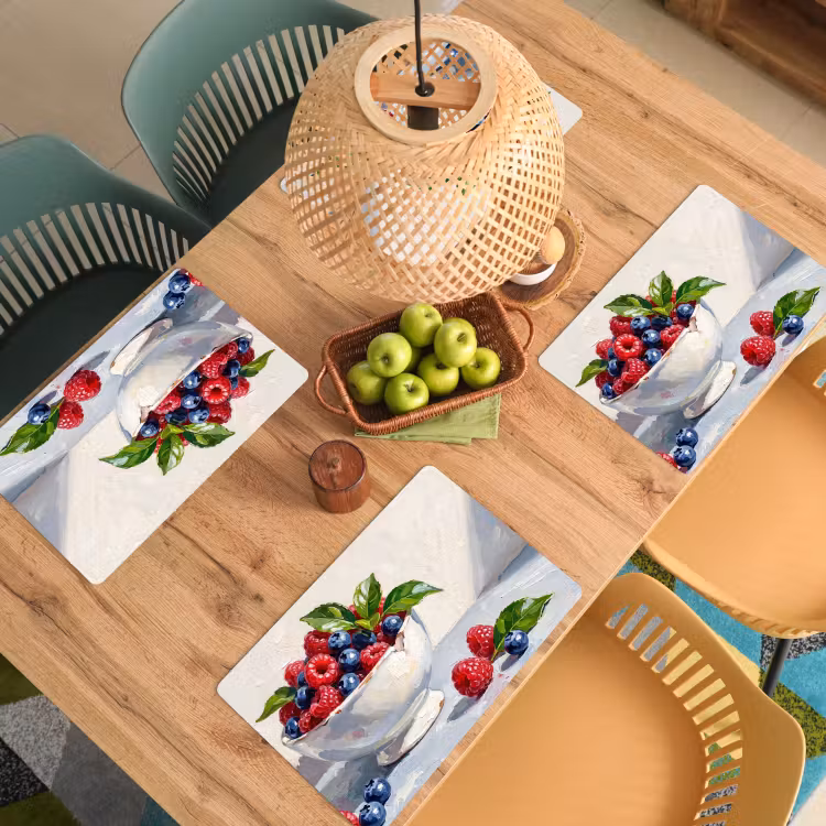 Placemat - 6 stuks - Bessen - Kom - Eten — 6