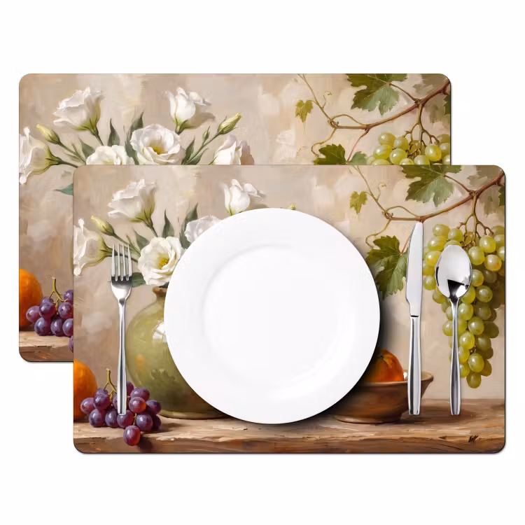 Placemat - 6 stuks - Bloemen - Fruit - Stilleven — 2