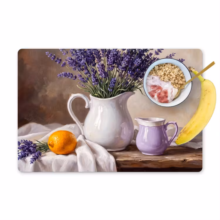 Placemat - 6 stuks - Bloemen - Stilleven - Paars — 1