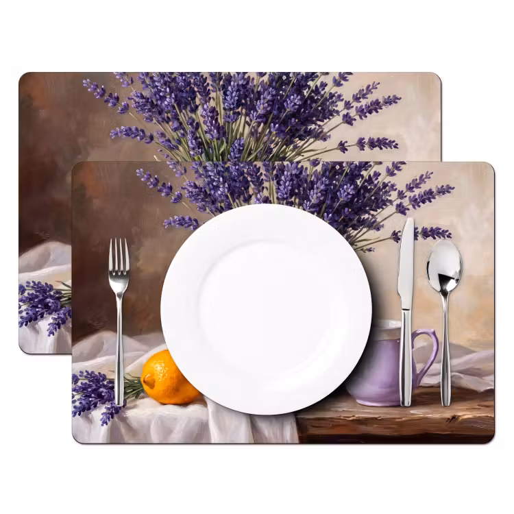 Placemat - 6 stuks - Bloemen - Stilleven - Paars — 2