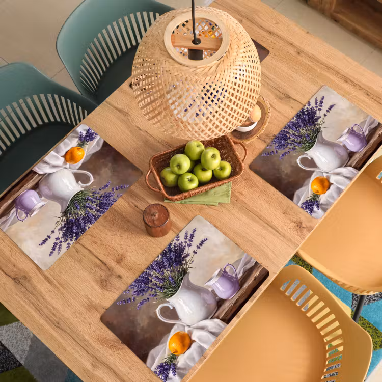 Placemat - 6 stuks - Bloemen - Stilleven - Paars — 6