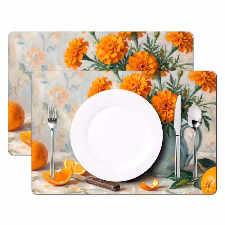 Placemat - 6 stuks - Eten - Oranje - Kunst — 2