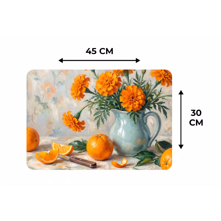 Placemat - 6 stuks - Eten - Oranje - Kunst — 3