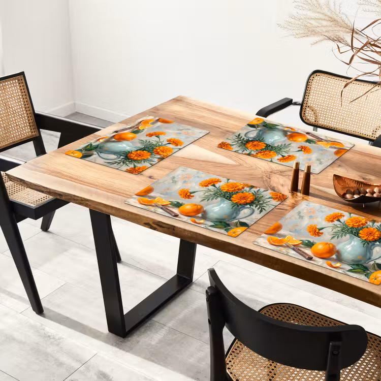 Placemat - 6 stuks - Eten - Oranje - Kunst — 5
