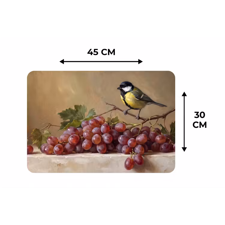 Placemat - 6 stuks - Vogel - Druiven - Stilleven — 3