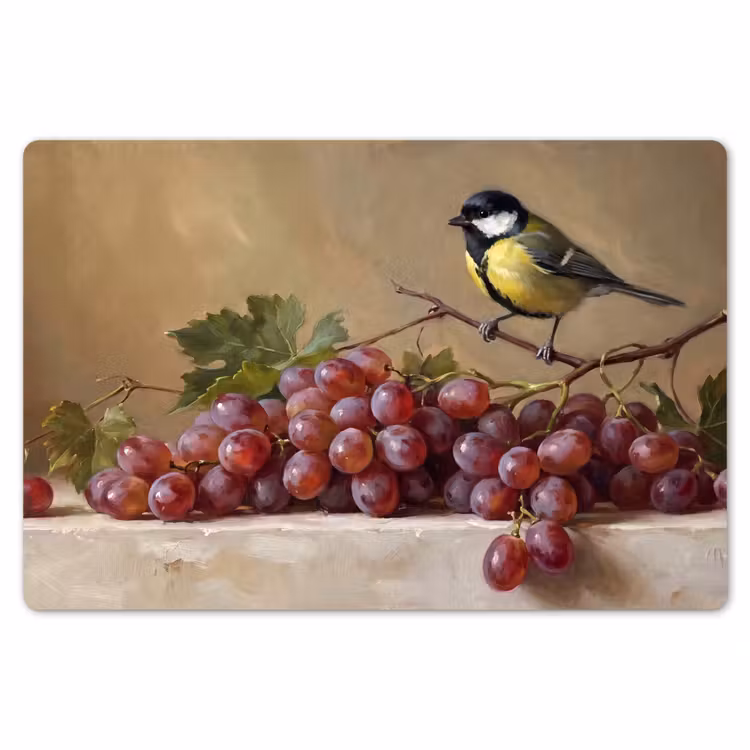 Placemat - 6 stuks - Vogel - Druiven - Stilleven — 7
