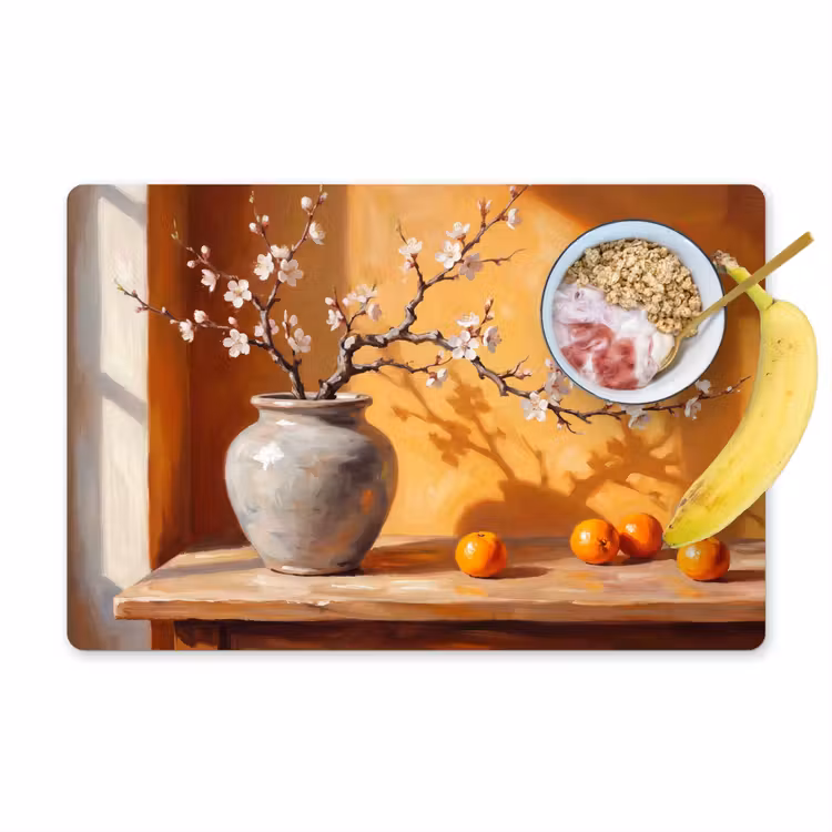 Placemat - 6 stuks - Witte bloemen - Stilleven — 1