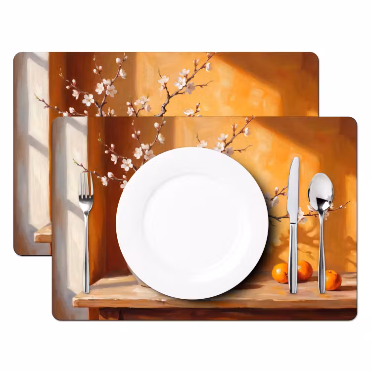 Placemat - 6 stuks - Witte bloemen - Stilleven — 2