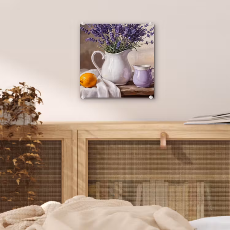 Glas schilderij - Bloemen - Stilleven - Paars — 5