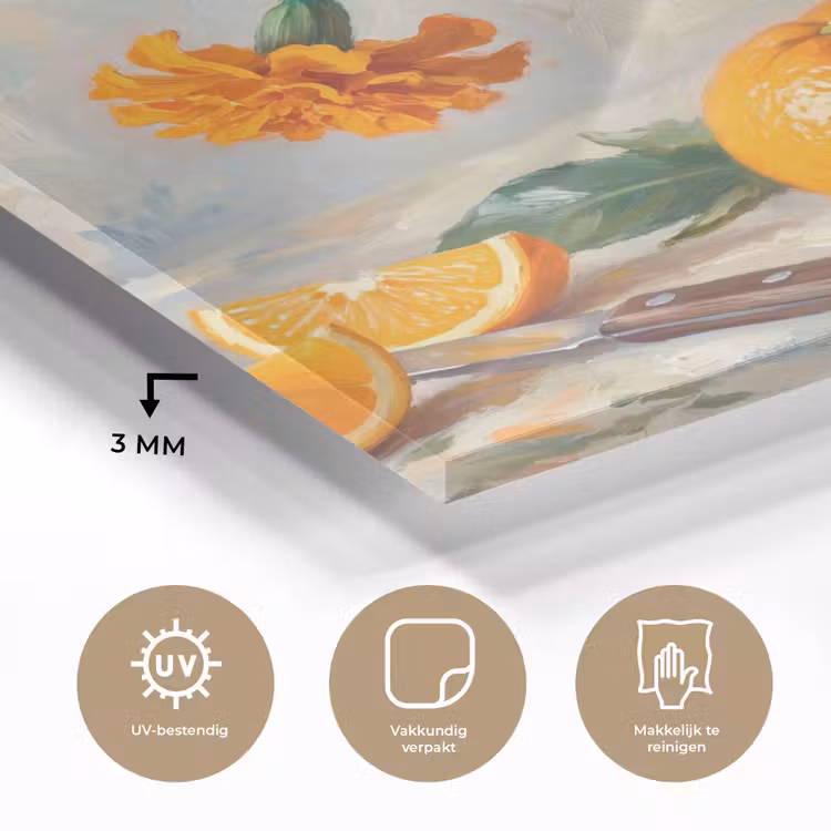 Glas schilderij - Eten - Oranje - Kunst — 3