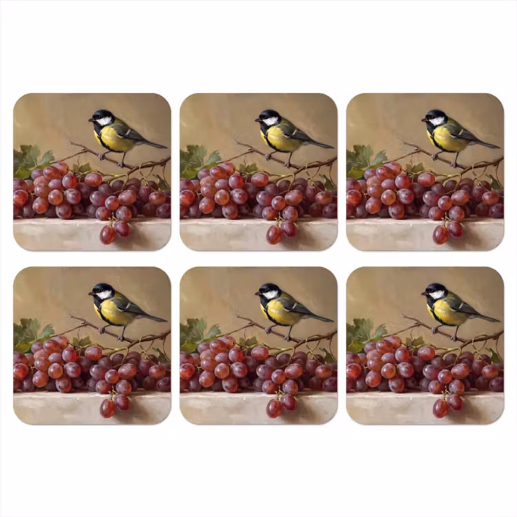 Onderzetter - Vogel - Druiven - Stilleven — 1