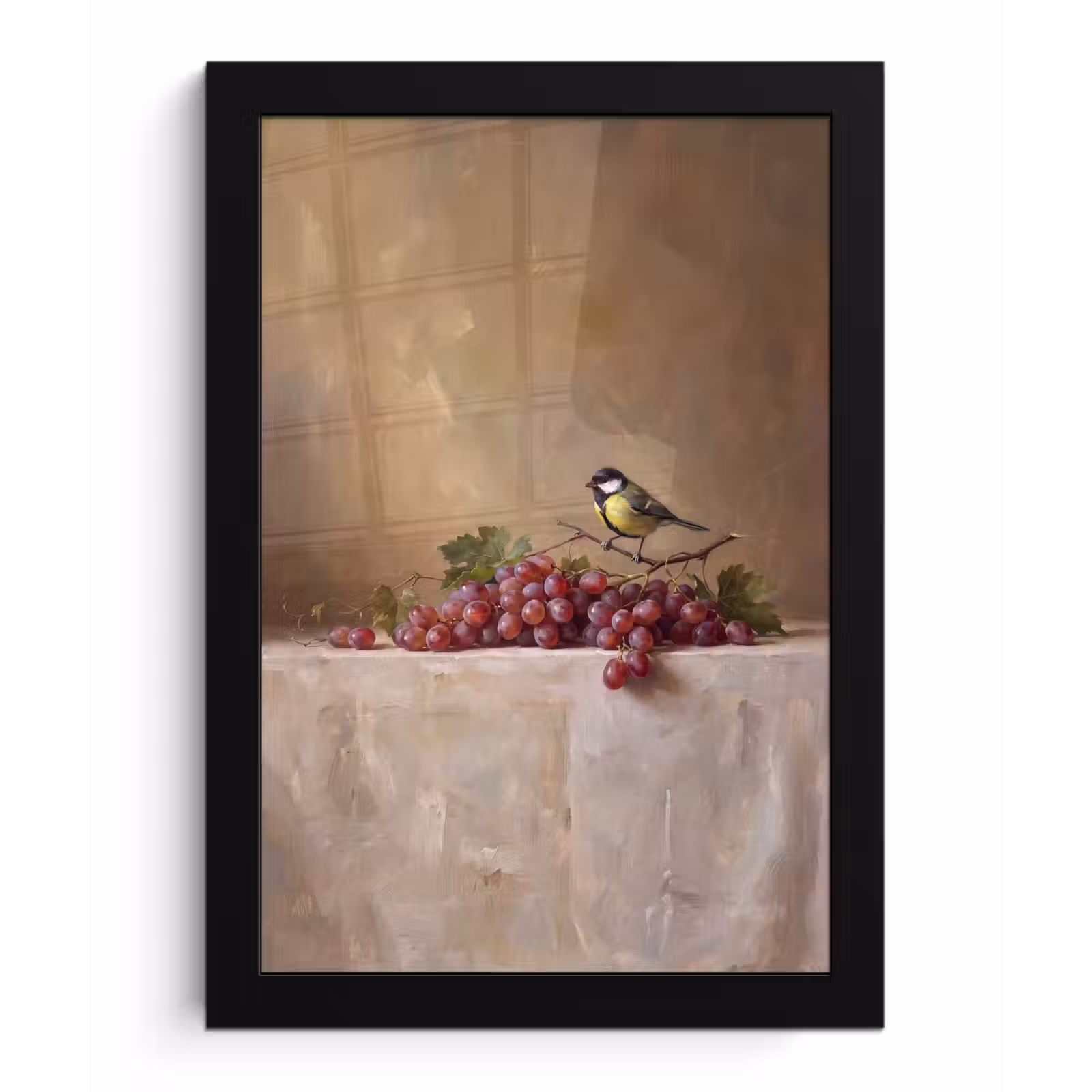 Poster met lijst - Vogel - Druiven - Stilleven — 1