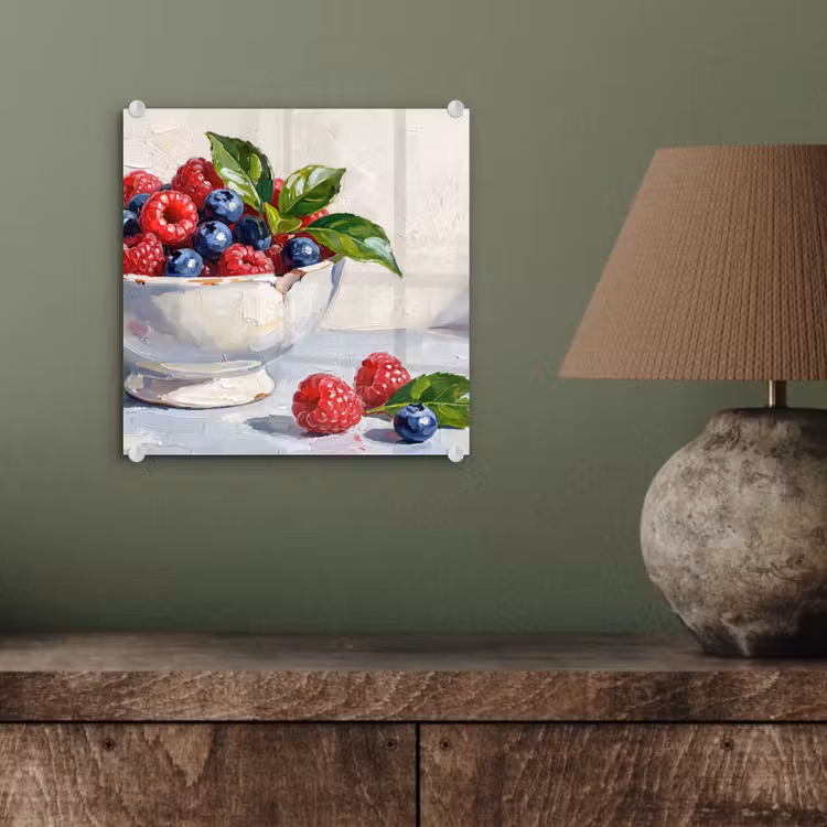 Glas schilderij - Bessen - Kom - Eten — 4