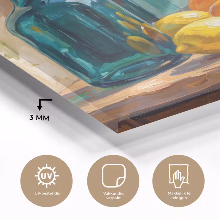 Glas schilderij - Fles - Fruit - Stilleven — 3