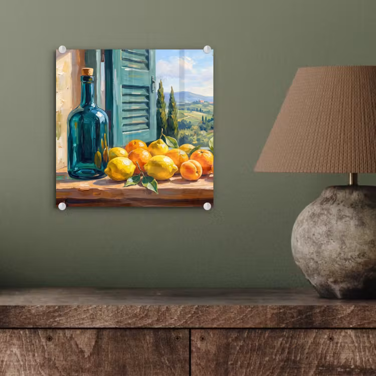 Glas schilderij - Fles - Fruit - Stilleven — 4