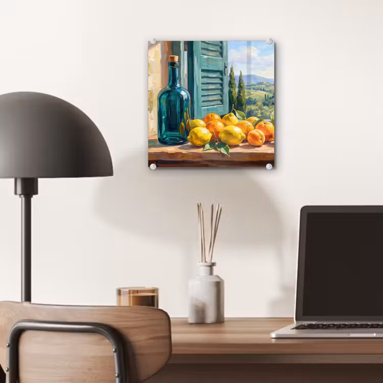 Glas schilderij - Fles - Fruit - Stilleven — 7