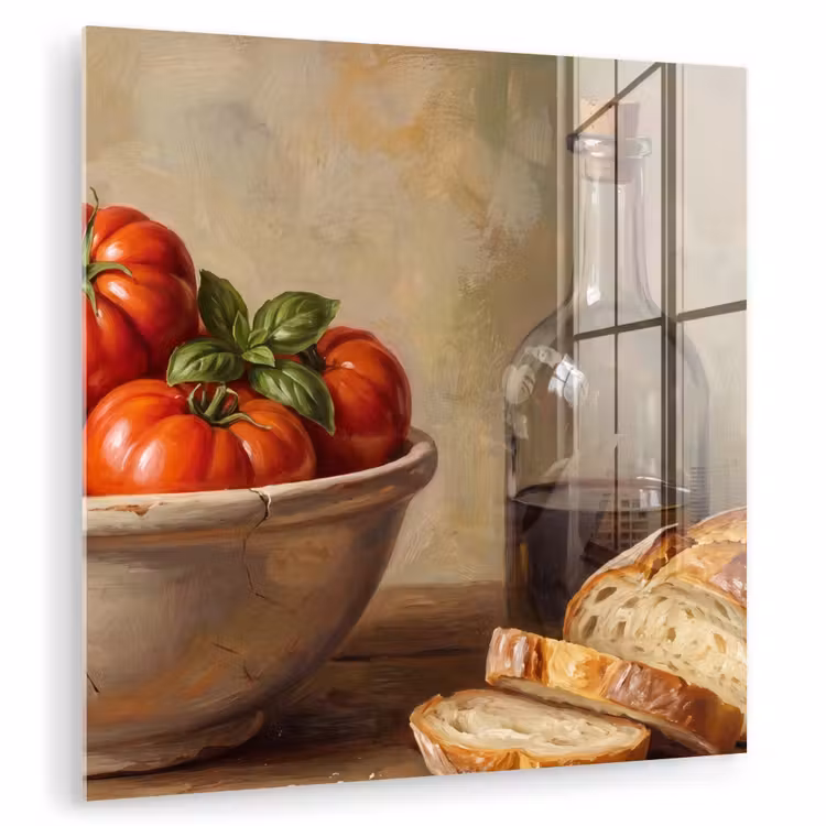 Glas schilderij - Tomaten - Kom - Eten — 1