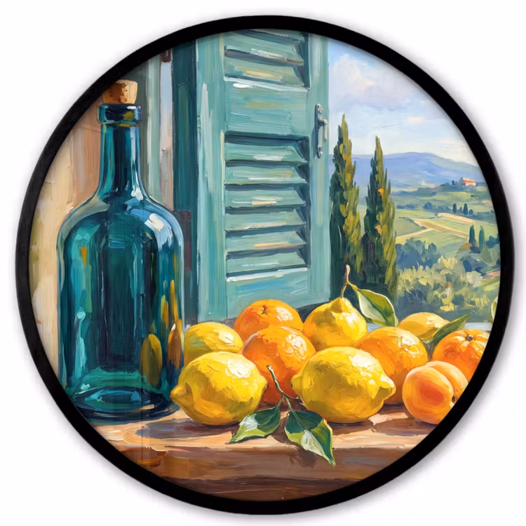 Ronde fotolijst - Fles - Fruit - Stilleven — 1