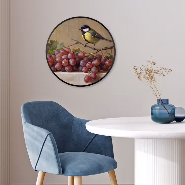 Ronde fotolijst - Vogel - Druiven - Stilleven — 4
